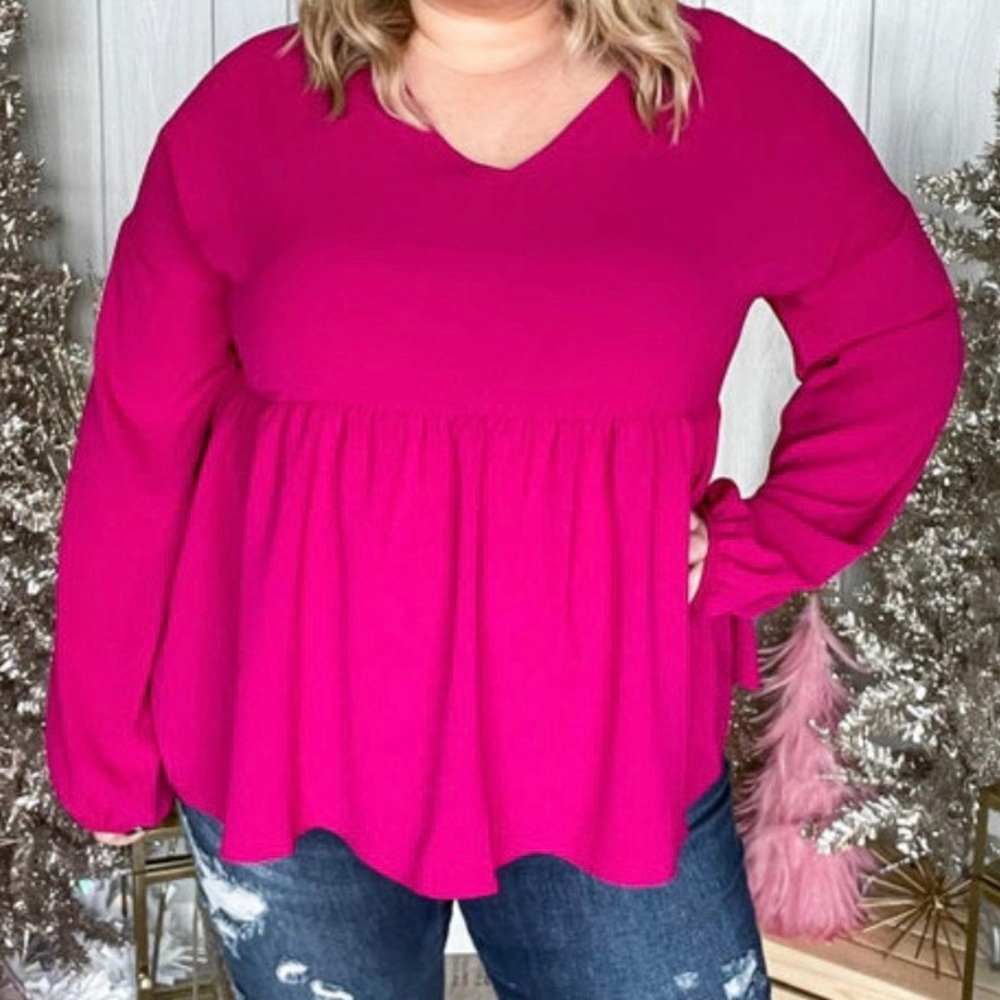 VGUC/EUC Oversized Berry Babydoll Top